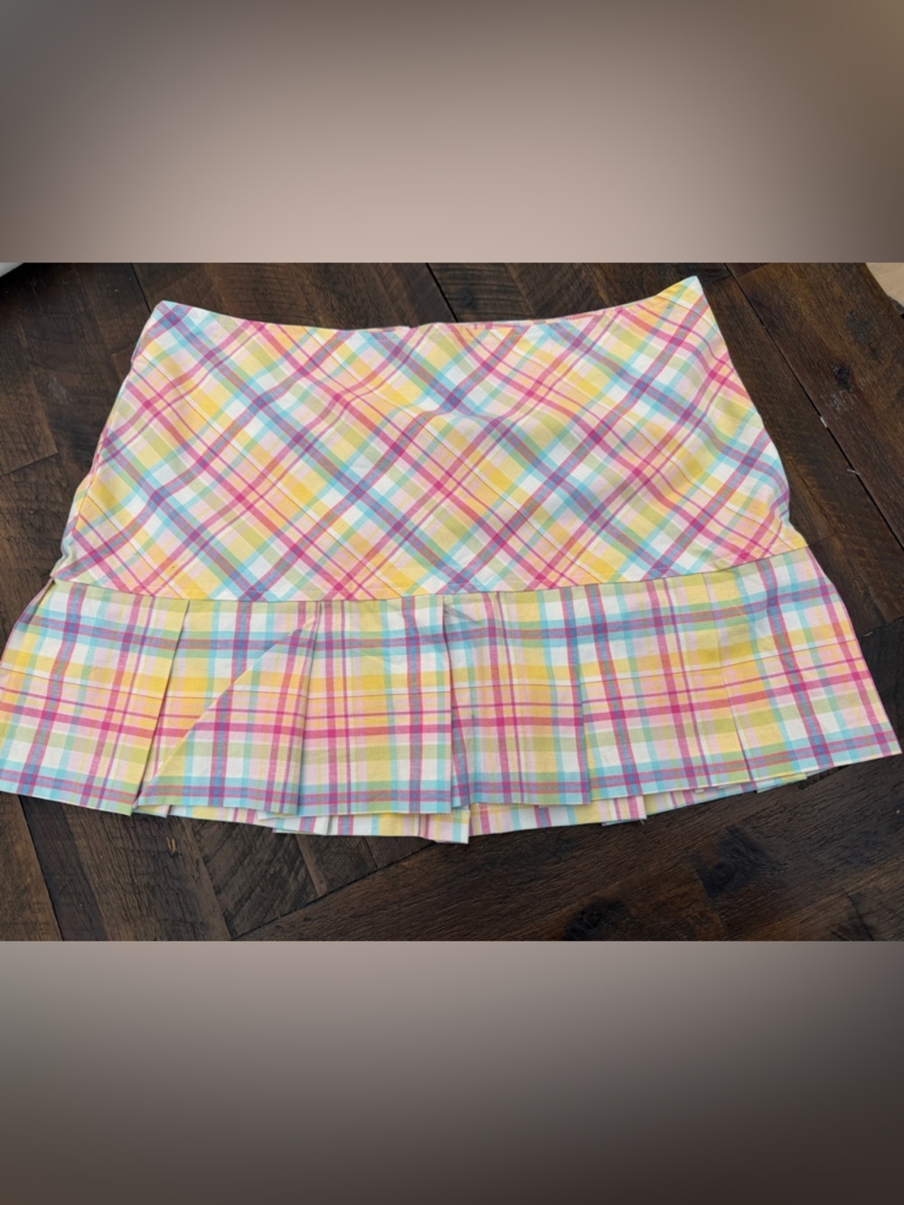 Tracy Evans Pastel Plaid Pleated Mini Skirt - Pink, Yellow, Blue, Cream